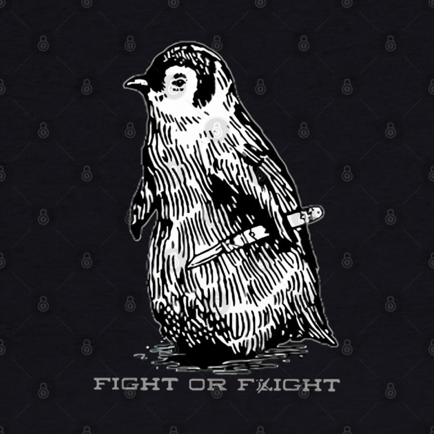 Vintage Fight or Flight Penguin by Manut WongTuo